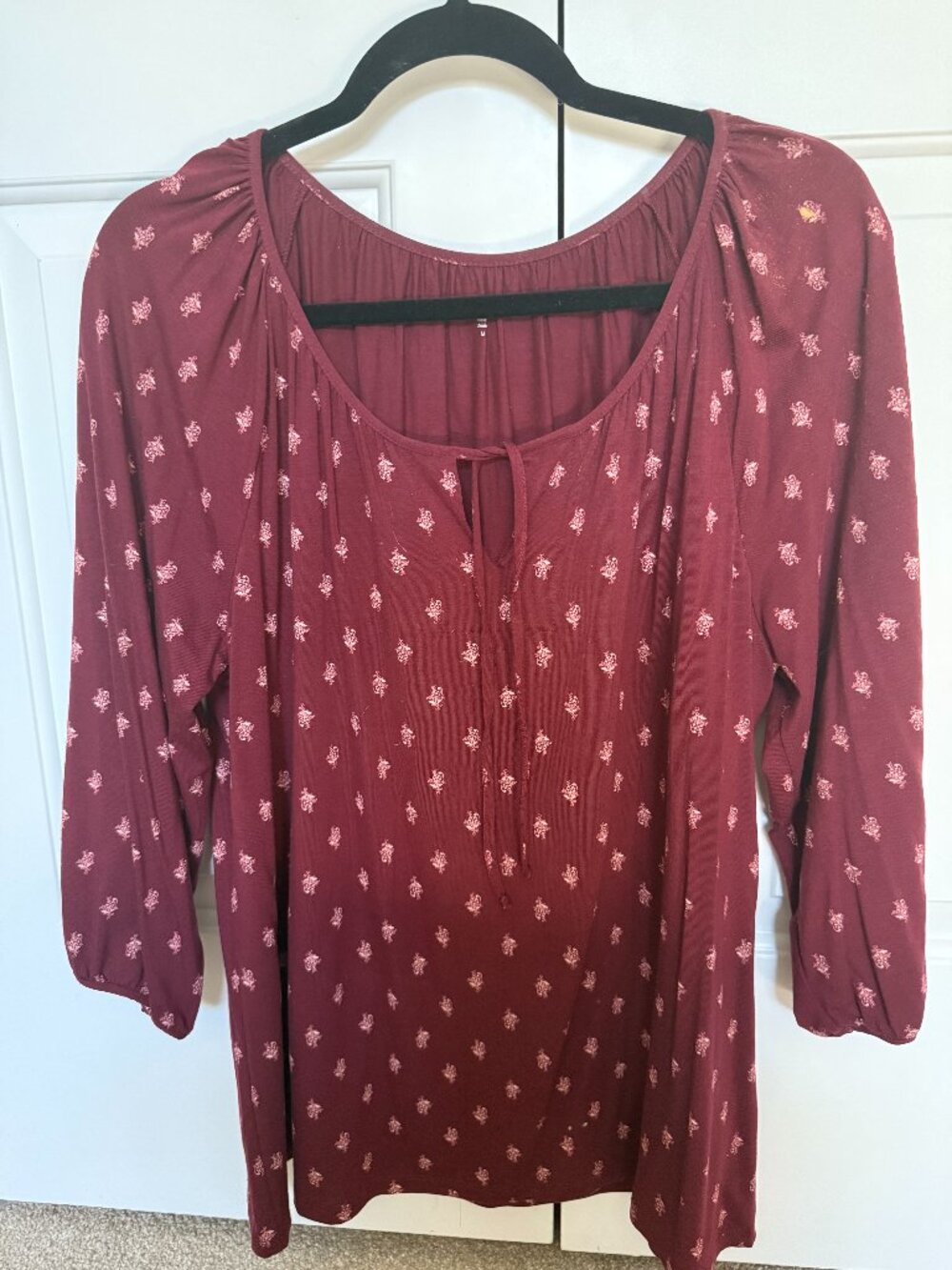 Garnet Hill blockprint peasant top size M